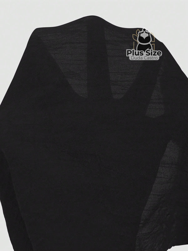 Kaftan Lisa Em Poliamida E Viscose Plus Size Com Transparência Detalhe Em Renda Várias Cores