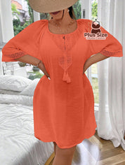 Kaftan Lisa Em Poliamida E Viscose Plus Size Com Transparência Detalhe Em Renda Várias Cores