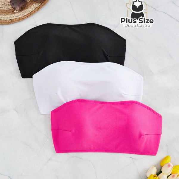 Multicolorido Kit com 3 top de
