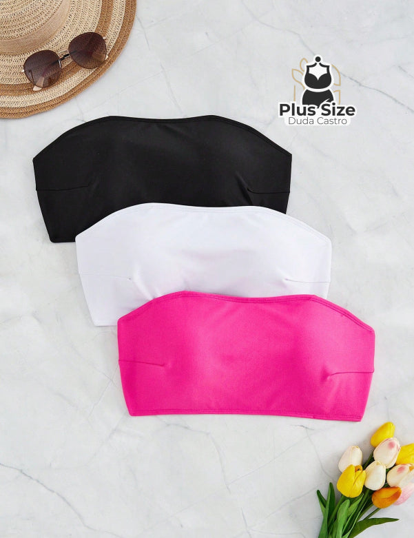  Multicolorido Kit com 3 top de