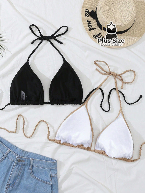 Kit de 2 Top de Biquíni Cortininha Plus Size - SÓ A PARTE SUPERIOR Kit de 2 Top de Biquíni Cortininha Plus Size - SÓ A
