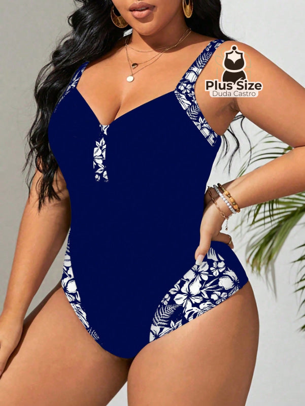 Maiô Com Detalhe Em Estampa Floral Plus Size