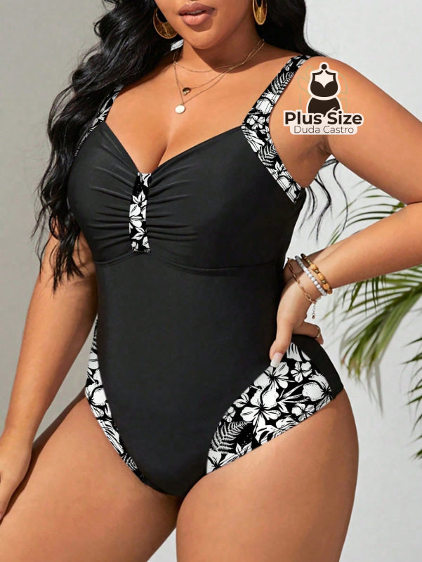 Maiô Com Detalhe Em Estampa Floral Plus Size