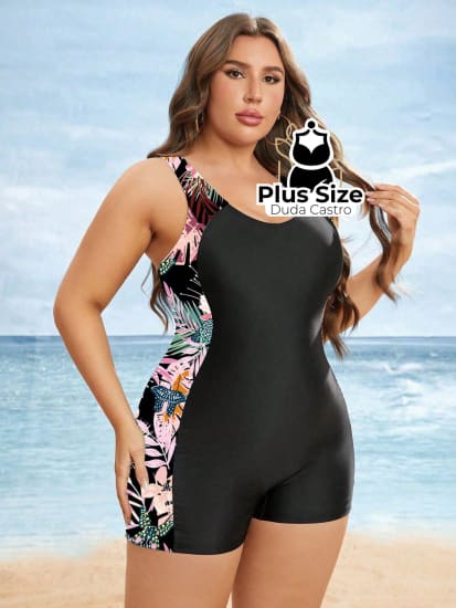 Maiô De Hidroginástica Plus Size Alças