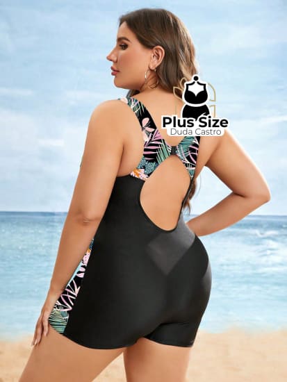 Maiô De Hidroginástica Plus Size Alças