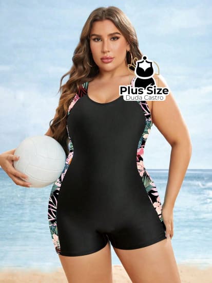 Maiô De Hidroginástica Plus Size Alças