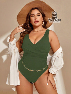 Maiô Liso Com Detalhe Transpassado Plus Size
