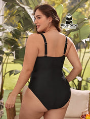 Maiô Liso Plus Size Com Detalhe De Pregas Acinturadas