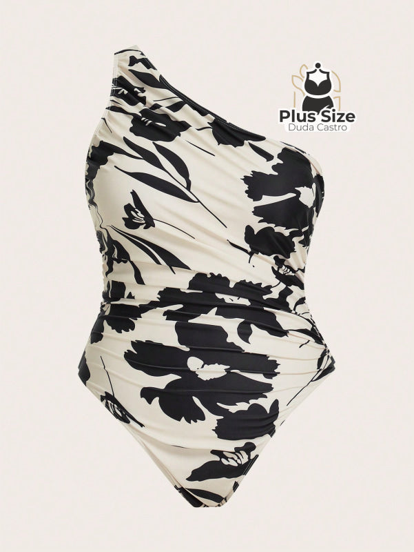 Maiô Manga Única Com Detalhes Franzida Plu Size G / Brano Preto