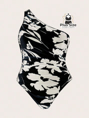 Maiô Manga Única Com Detalhes Franzida Plu Size G / Preto E Branco