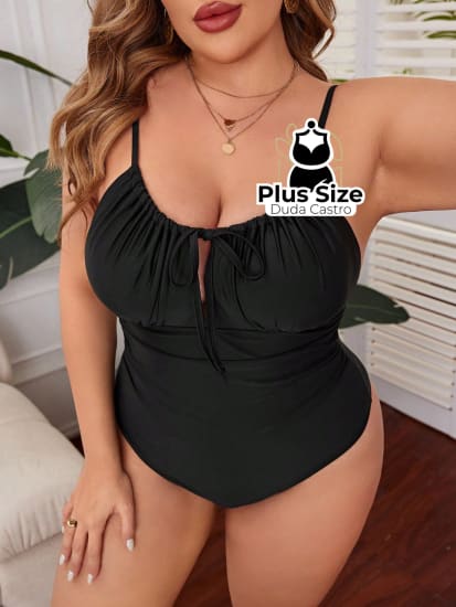 Maiô Plus Size Com Franzido No Busto Liso Várias Cores