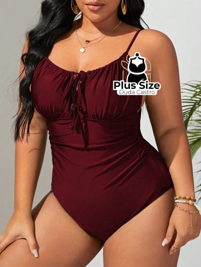 Maiô Plus Size Com Franzido No Busto Liso Várias Cores