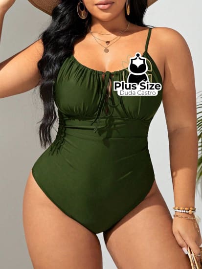 Maiô Plus Size Com Franzido No Busto Liso Várias Cores