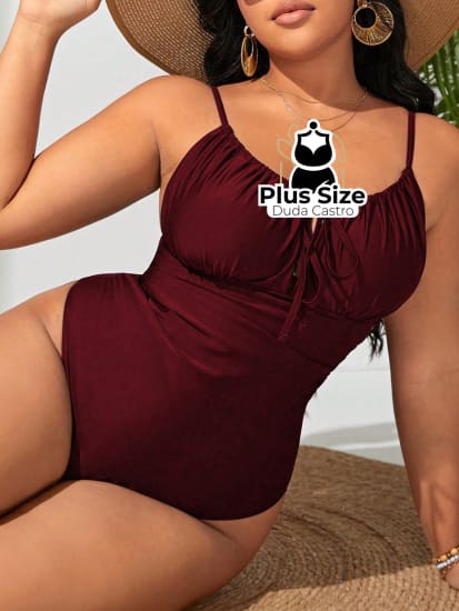 Maiô Plus Size Com Franzido No Busto Liso Várias Cores