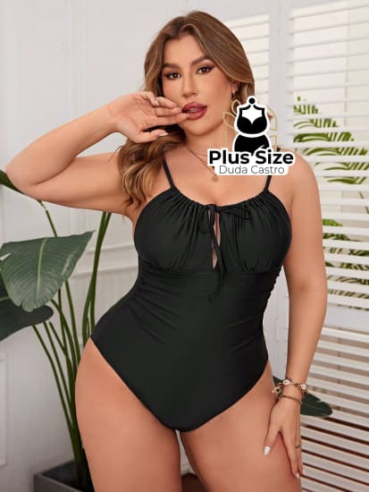 Maiô Plus Size Com Franzido No Busto Liso Várias Cores