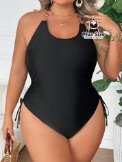 Maiô Plus Size Extra Franzido nas Laterais Liso com detalhe nas alças Maiô Plus Size Extra Franzido nas Laterais Liso