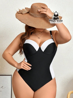 Maiô Plus Size Meia Taça Preto E Branco