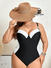 Maiô Plus Size Meia Taça Preto E Branco