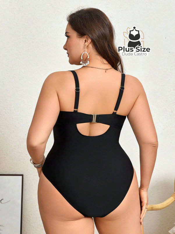 Maiô Plus Size Meia Taça Preto E Branco