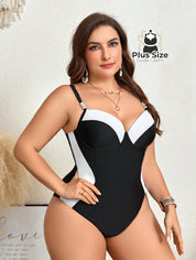 Maiô Plus Size Meia Taça Preto E Branco