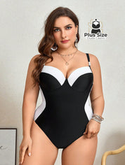 Maiô Plus Size Meia Taça Preto E Branco