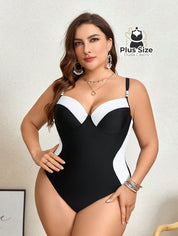 Maiô Plus Size Meia Taça Preto E Branco