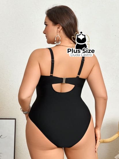 Maiô Plus Size Meia Taça Preto E Branco