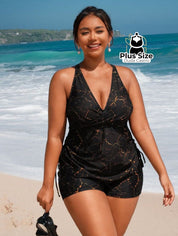 Maiô Tipo Tankini Com Cordão Na Lateral Várias Estampas Plus Size