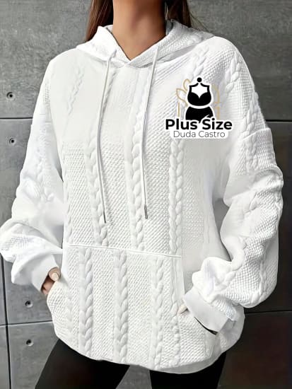 Moletom Plus Size Com Capuz Várias Cores G / Branco Blusa