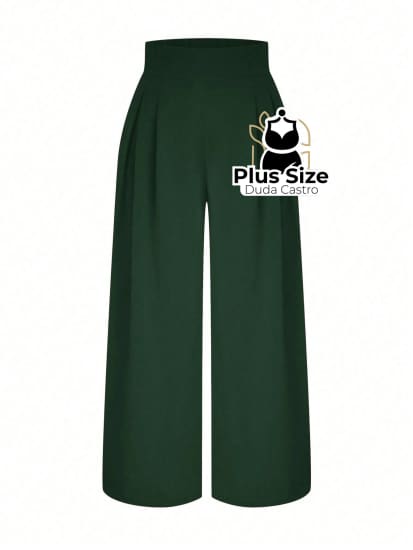 Pantalona Com Zíper E Detalhe Drapeado Plus Size Calça