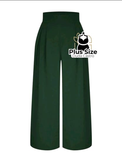 Plussize Pantalona Com Zíper E Detalhe Drapeado Calça