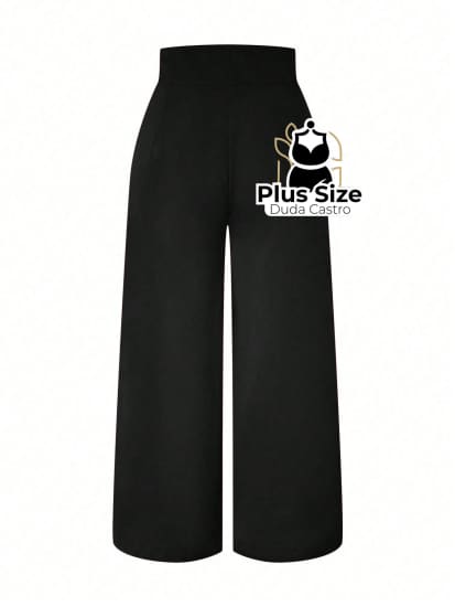 Pantalona Com Zíper E Detalhe Drapeado Plus Size Calça