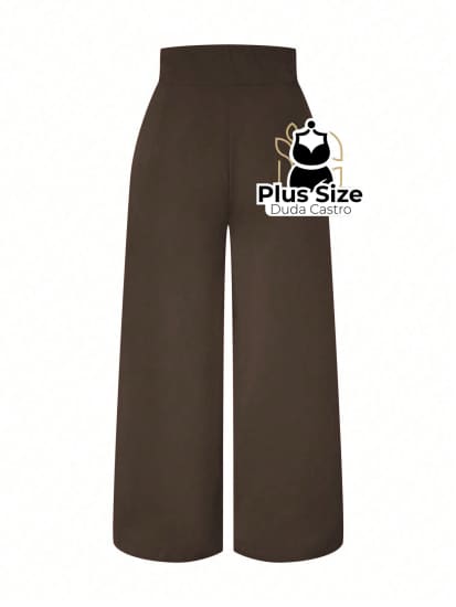 Pantalona Com Zíper E Detalhe Drapeado Plus Size G / Castanho Calça