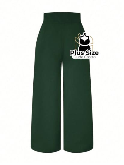 Pantalona Com Zíper E Detalhe Drapeado Plus Size G / Verde Calça