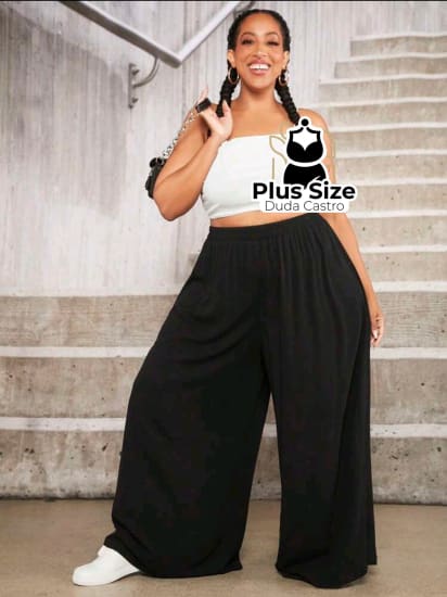 Plussize Pantalona Em Viscose Com Bolso Do G5 Ao G8 Calça