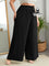 Plussize Pantalona Lisa De Cintura Alta E Cordinha Na G / Preto Calça