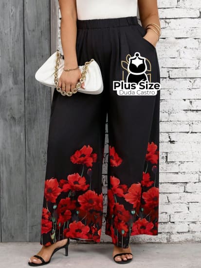 Pantalona Social Com Bolso Plus Size Calça