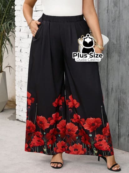 Pantalona Social Com Bolso Plus Size Calça