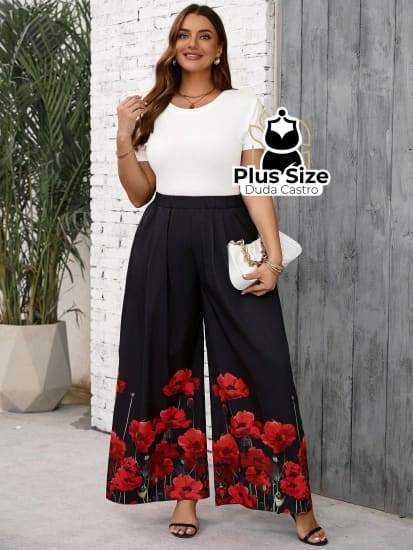 Pantalona Social Com Bolso Plus Size Calça