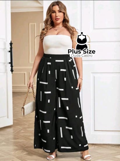 Plussize Pantalona Social Com Bolso Calça