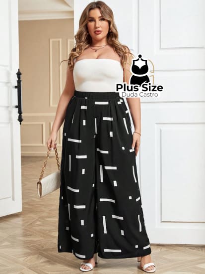 Pantalona Social Com Bolso Plus Size Calça