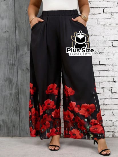 Pantalona Social Com Bolso Plus Size Calça