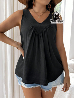 Regata Plus Size V-Neck lisa Várias Cores Regata Plus Size V-Neck lisa Várias Cores