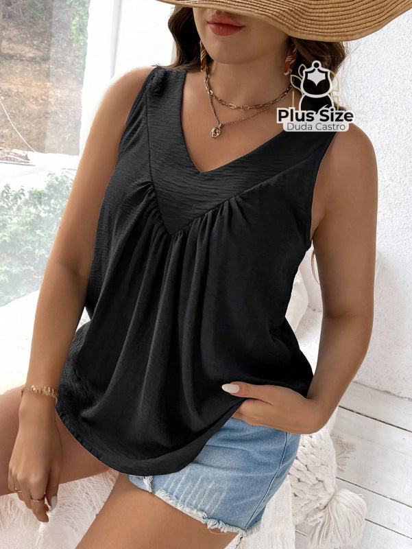 Regata Plus Size V-Neck lisa Várias Cores Regata Plus Size V-Neck lisa Várias Cores