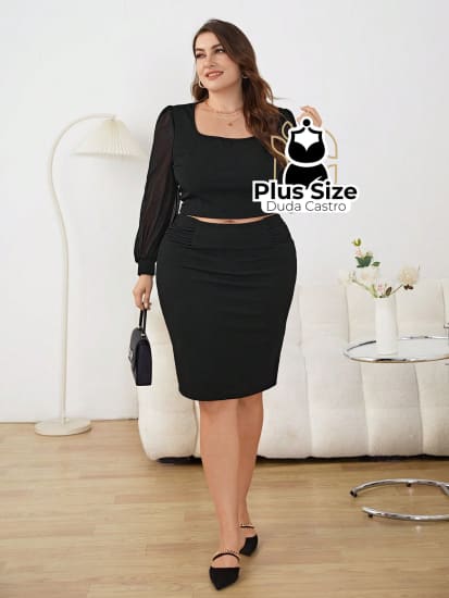 Saia Bodycon Elegante Plus Size Saia