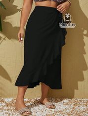 Saia De Praia Plus Size Tipo Envelope Transpassada