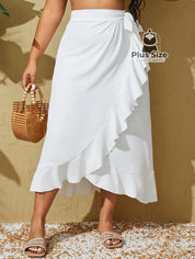 Saia De Praia Plus Size Tipo Envelope Transpassada