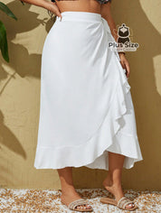 Saia De Praia Plus Size Tipo Envelope Transpassada