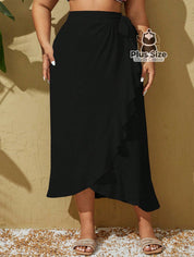 Saia De Praia Plus Size Tipo Envelope Transpassada
