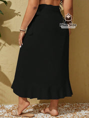 Saia De Praia Plus Size Tipo Envelope Transpassada